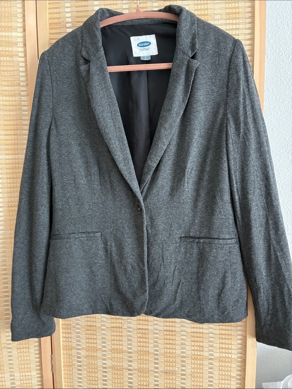 Old Navy Women's Charcoal Gray Single-Button Knit Blazer